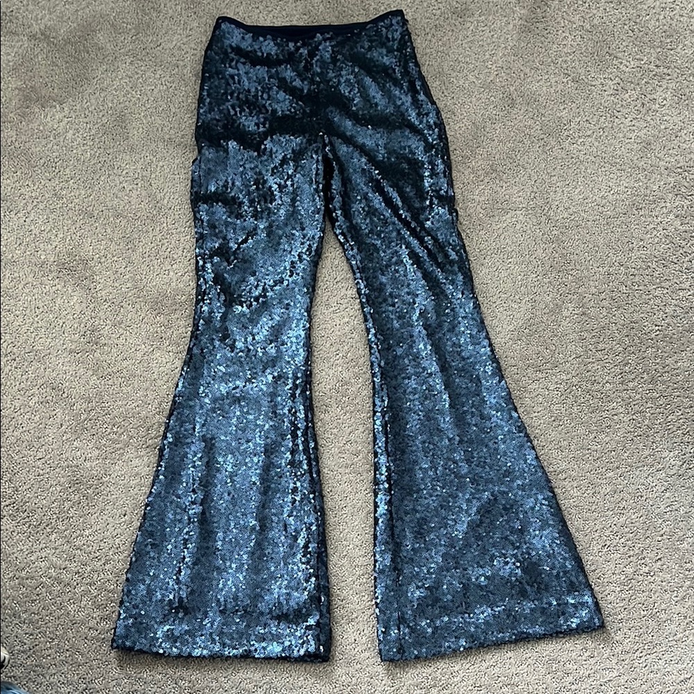 Anthropologie Navy Sequin Trousers